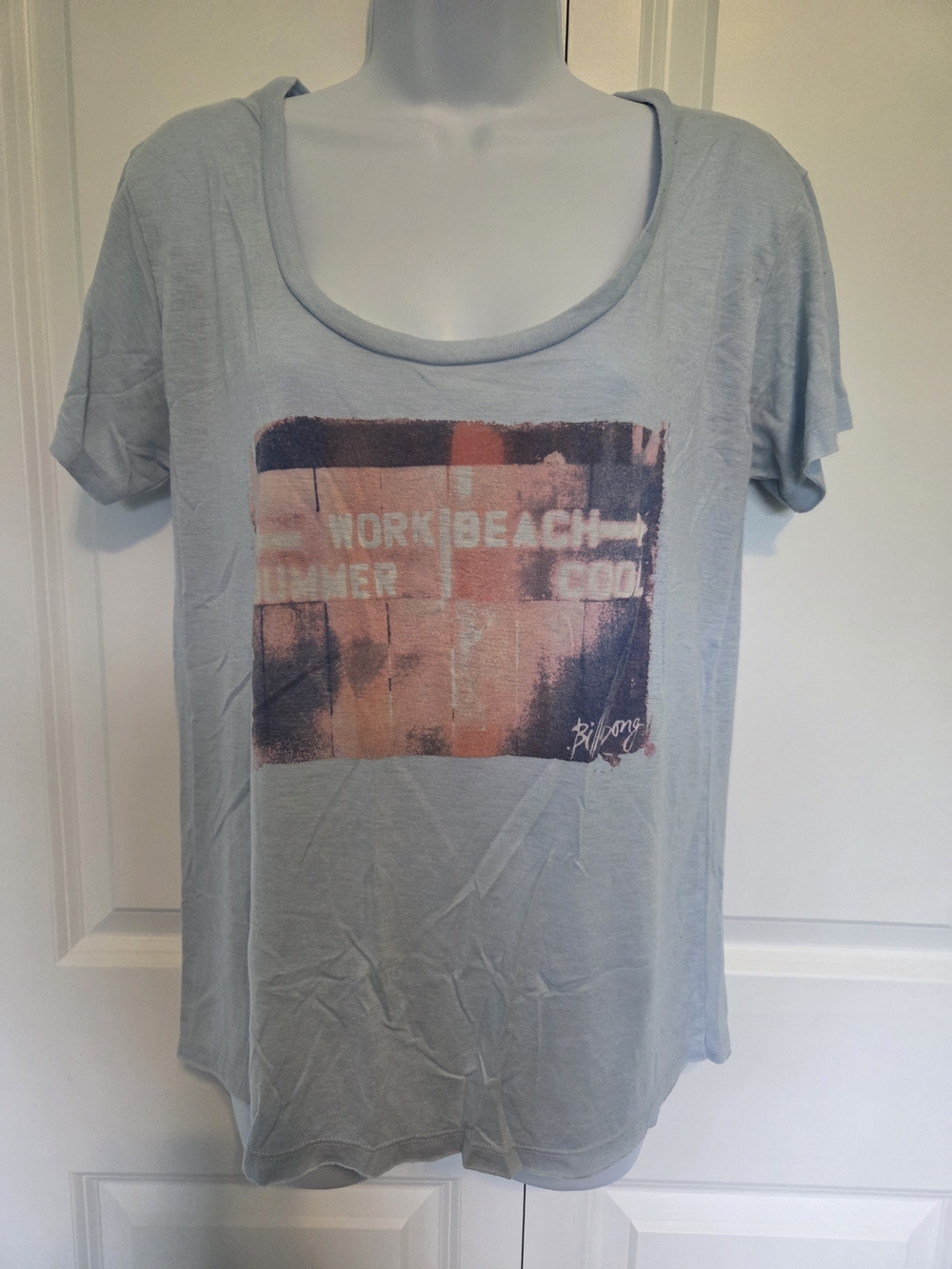 Billabong Light Blue Scoop Neck Graphic Tee